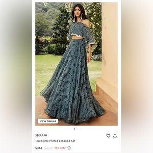 Teal Floral Printed Lehenga set